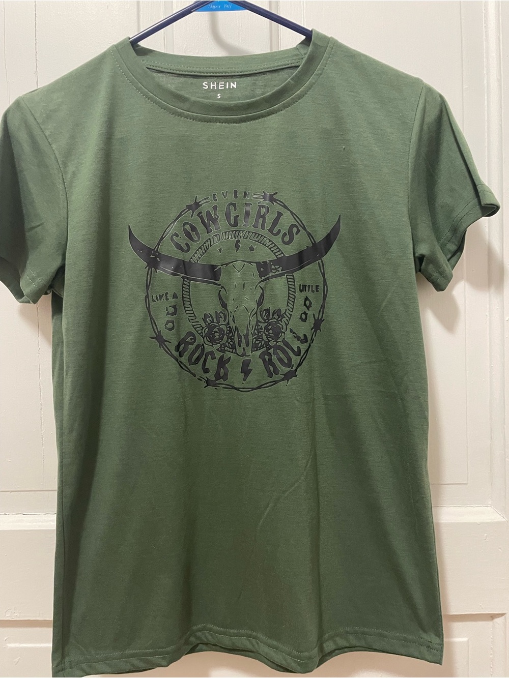 Shein Women’s Green Cowgirl T Shirt Size Small